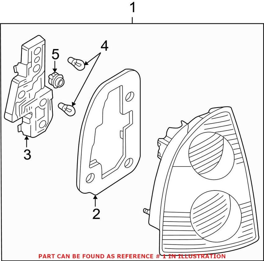 VW Tail Light Assembly - Driver Side 3B5945095AC